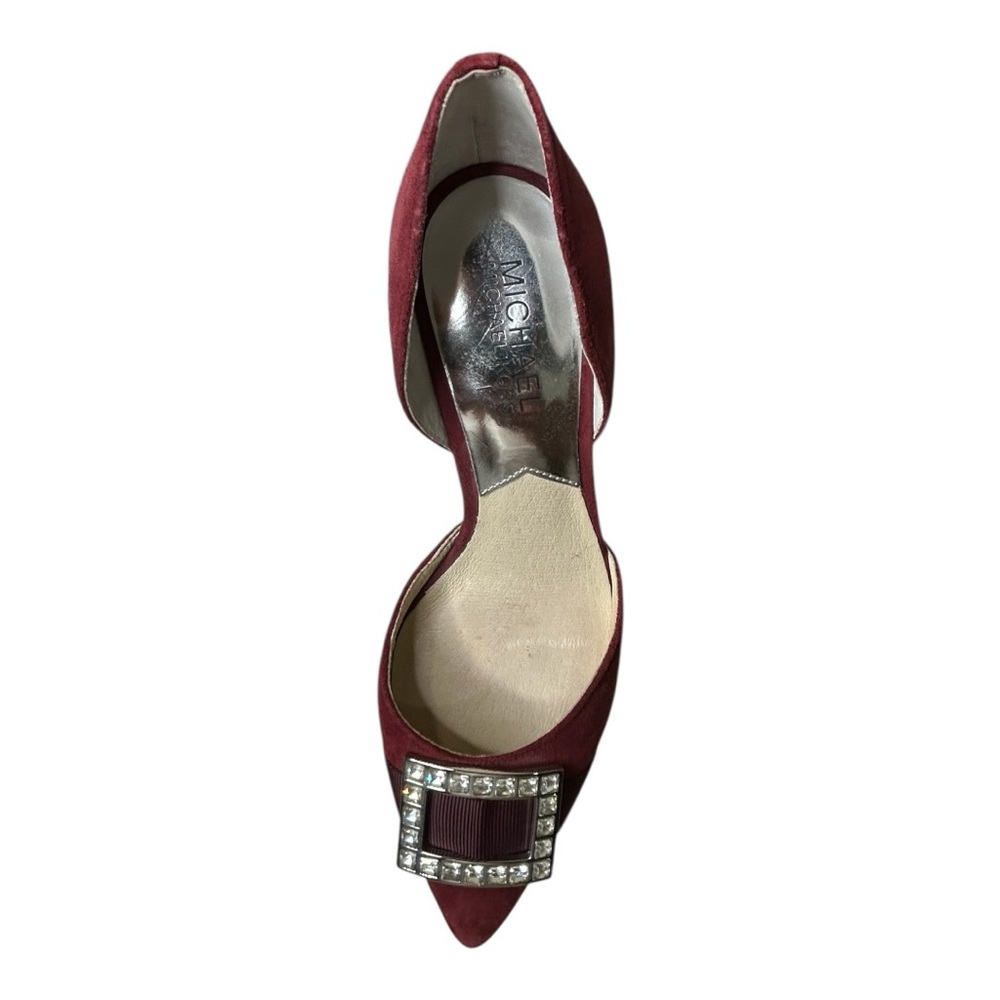 Michael Kors Burgundy Suede Kitten Heels with Rhinestone Buckle – Size 5M - Picture 6 of 11